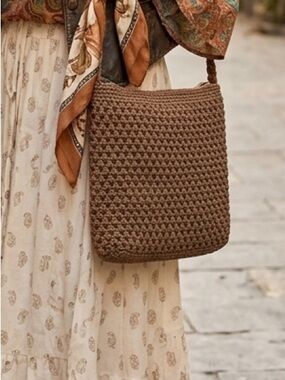 NWT Lina Boho Crochet Shoulder Bag - Versatile Earth-Tone Purse